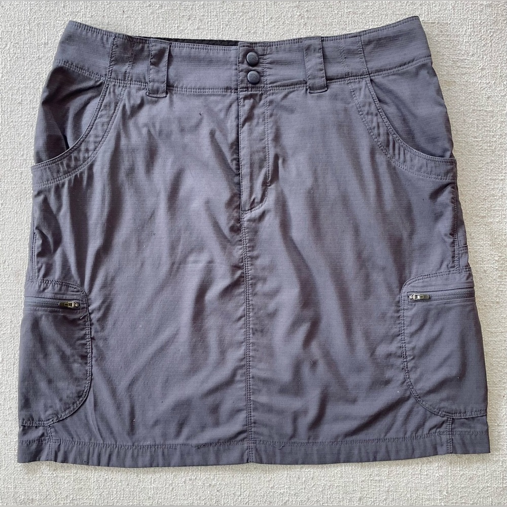 LL BEAN WOMANS DARK GRAY CASUAL SKIRT ZIP POCKETS SIZE 10 Reg